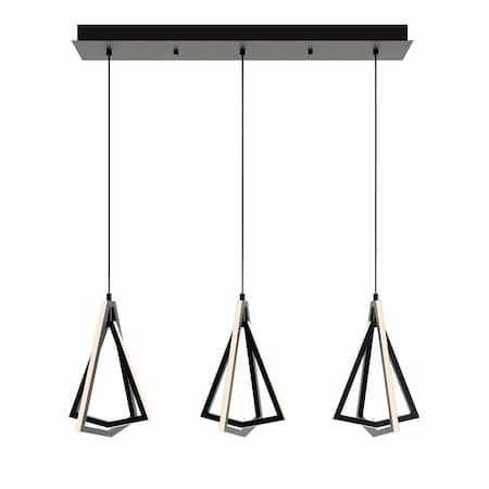 Afx Gianna Linear Three Pendant, 3000K 120V, Black GNAP15L30D1BKLNR3